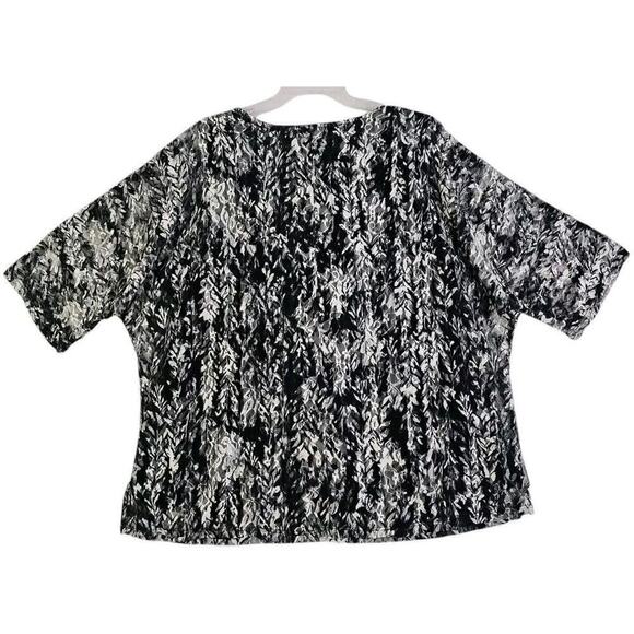 Adrienne Vittadini~Woman Plus Size 1X~ Black/White Floral Lace Lined Boho Blouse - Picture 11 of 14